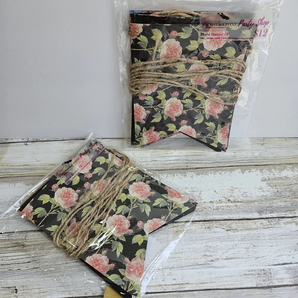 Floral Banner with Pink Peonies